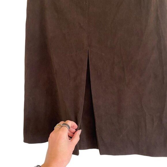 BCBGMAXAZRIA BROWN VELVET MIDI SKIRT BUSINESS WORK WOMENS SIZE 4 - Picture 4 of 5